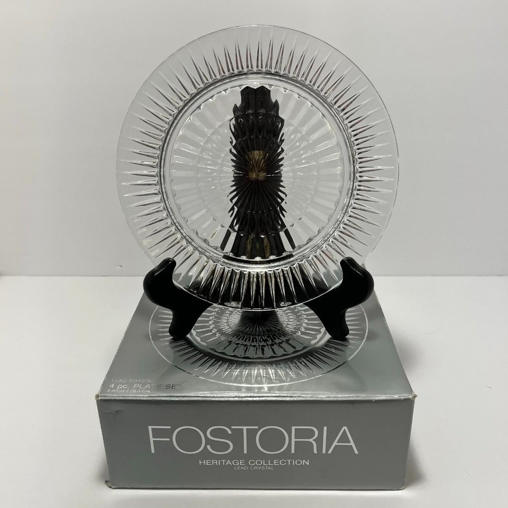 Crystal Plates Heritage Pattern Fostoria - Total 4